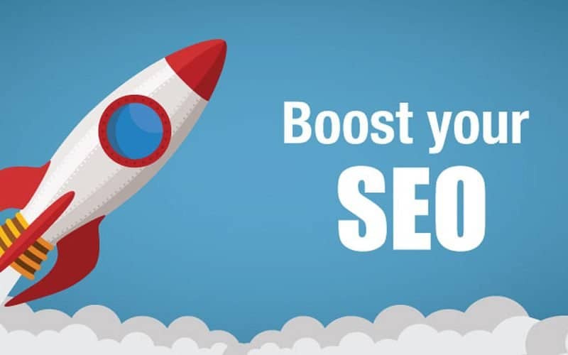 Rocket ship graphic symbolizes SEO growth and success.